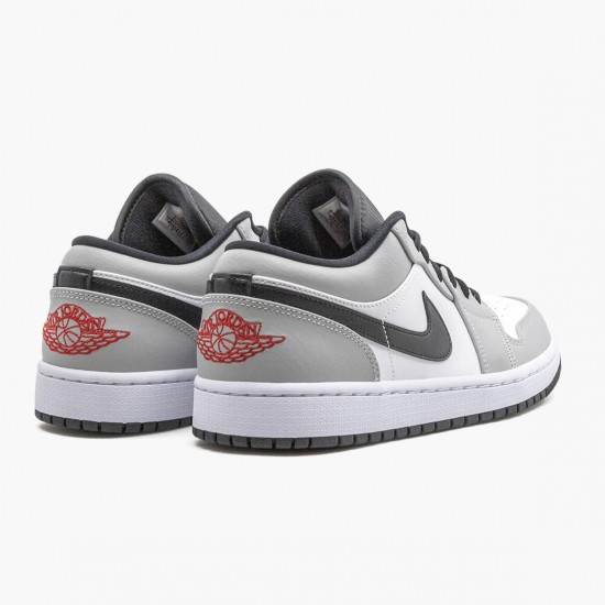 PK God Shoes Air Jordan 1 Retro Low Light Smoke Grey Lt Smoke Grey/Gym Red White 553558-030