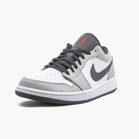 PK God Shoes Air Jordan 1 Retro Low Light Smoke Grey Lt Smoke Grey/Gym Red White 553558-030