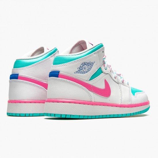 PK God Shoes Air Jordan 1 Mid Digital Pink WhiteDigital Pink Aurora Gree 555112-102