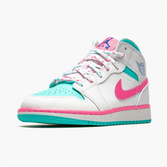 PK God Shoes Air Jordan 1 Mid Digital Pink WhiteDigital Pink Aurora Gree 555112-102