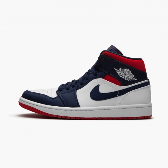 PK God Shoes Air Jordan 1 Mid SE USA White/Midnight Navy/Varsity Red 852542-104