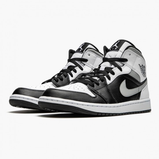 PK God Shoes Air Jordan 1 Mid White Shadow Black/White/Lt Smoke Grey 554724-073