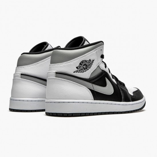 PK God Shoes Air Jordan 1 Mid White Shadow Black/White/Lt Smoke Grey 554724-073