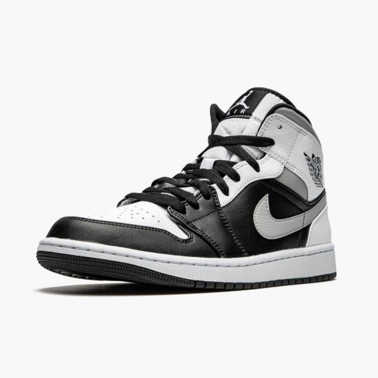 PK God Shoes Air Jordan 1 Mid White Shadow Black/White/Lt Smoke Grey 554724-073