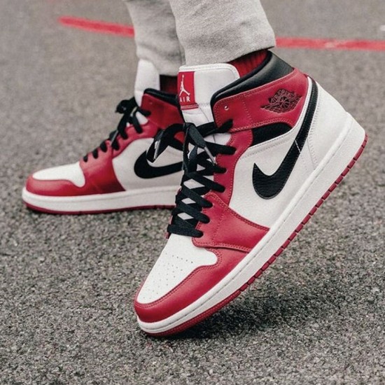 PK God Shoes Air Jordan 1 Mid Chicago 2020 White/Gym Red/Black 554724-173