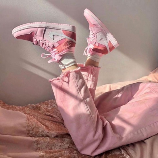 PK God Shoes Air Jordan 1 Mid Digital Pink Digital Pink/White Pink/Foam Sail CW5379-600