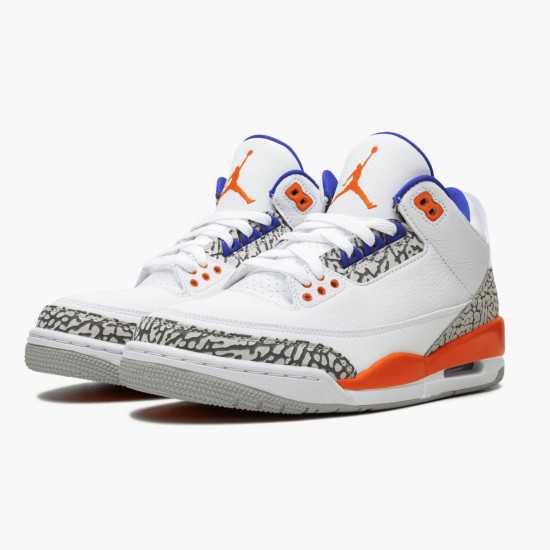 PK God Shoes Air Jordan 3 Retro Knicks White/Old Royal University Ora 136064-148