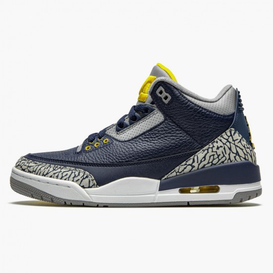 PK God Shoes Air Jordan 3 Retro Michigan Black/University Gold Cement G AJ3-820064