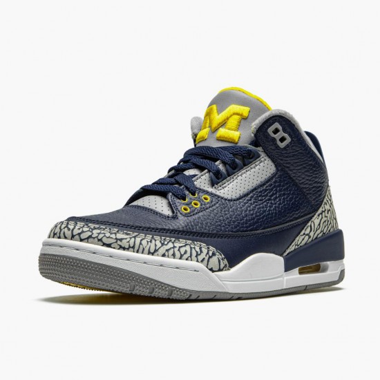 PK God Shoes Air Jordan 3 Retro Michigan Black/University Gold Cement G AJ3-820064