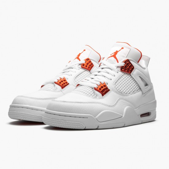 PK God Shoes Air Jordan 4 Retro Metallic Orange White/Team Orange Metallic Sil CT8527-118