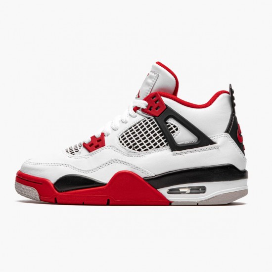 PK God Shoes Air Jordan 4 Retro OG GS Fire Red 2020 White/Fire Red/Black Tech Grey 408452-160