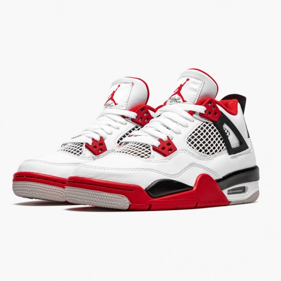 PK God Shoes Air Jordan 4 Retro OG GS Fire Red 2020 White/Fire Red/Black Tech Grey 408452-160