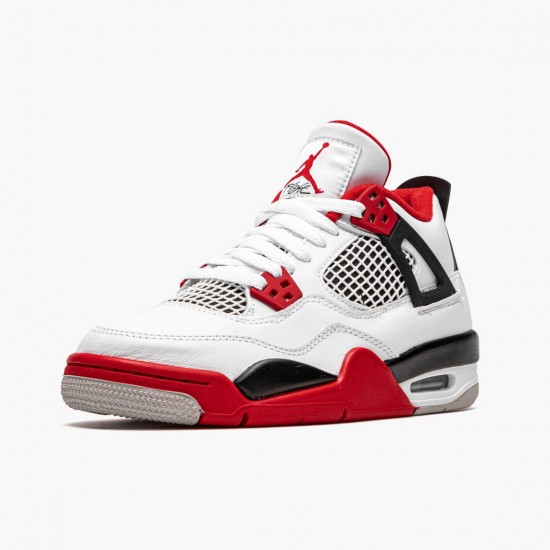 PK God Shoes Air Jordan 4 Retro OG GS Fire Red 2020 White/Fire Red/Black Tech Grey 408452-160