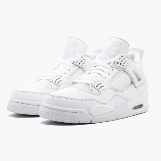 PK God Shoes Air Jordan 4 Retro Pure Money White/Metallic Silver 308497-100