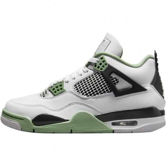 PK God Shoes Air Jordan 4 Retro White Oil Green Dark Ash White/Seafoam/Dark Ash/Neutral Grey AQ9129-103