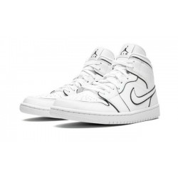 PK God Jordan 1 Mid Iridescent Reflective White CK6587 100 White/White AJ Shoes
