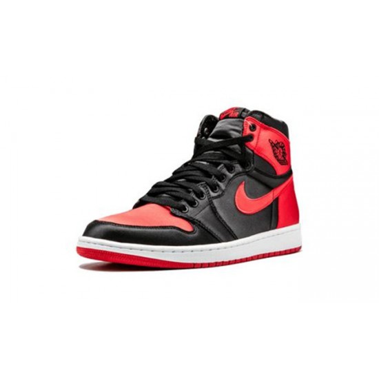 PK God Jordan 1 High OG SE “Satin” 917359 001 BLACK/UNIVERSITY RED-WHITE AJ Shoes
