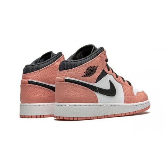 PK God Jordan 1 Mid Pink Quartz PINK QUARTZ/DK SMOKE 555112 603 PINK QUARTZ/DK SMOKE GREY AJ Shoes