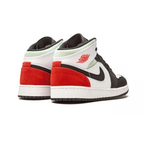 PK God Jordan 1 Mid White Red Black WHITE BQ6931 100 WHITE/TRACK RED AJ Shoes