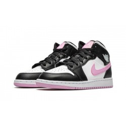 PK God Jordan 1 Mid White Black Light Arctic Pink White 555112 103 White/Pink-Black AJ Shoes
