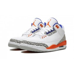 PK God Jordan 3 Knicks 136064 148 WHITE/OLD ROYAL UNIVERSITY ORA AJ Shoes