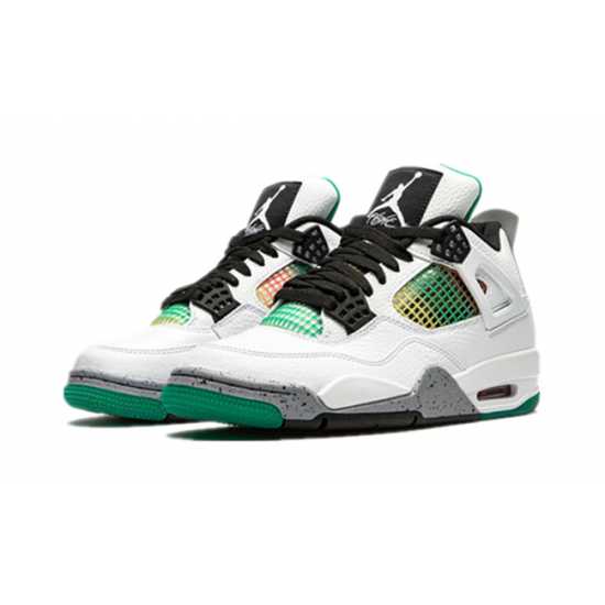 PK God Jordan 4 Rasta &Lucid Green AQ9129 100 WHITE/BLACK-UNIV RED-LUCID GRE AJ Shoes