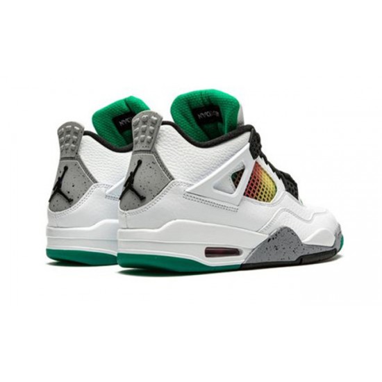 PK God Jordan 4 Rasta &Lucid Green AQ9129 100 WHITE/BLACK-UNIV RED-LUCID GRE AJ Shoes