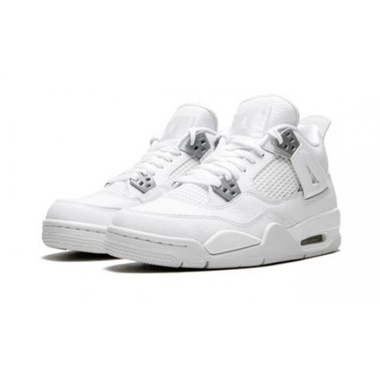 PK God Jordan 4 Pure Money 408452 100 WHITE/METALLIC SILVER AJ Shoes