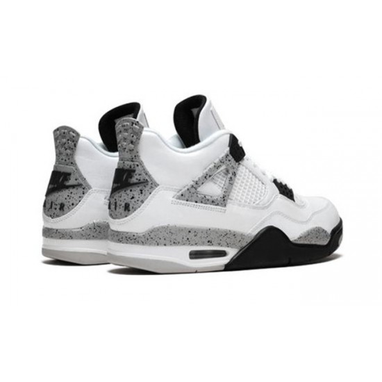 PK God Jordan 4 White Cement 840606 192 WHITE/FIRE RED-BLACK-TECH GREY AJ Shoes