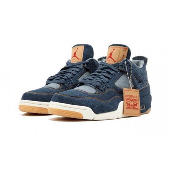 PK God Jordan 4 NRG Levi"s AO2571 401 DENIM/DENIM-SAIL-GAME RED AJ Shoes