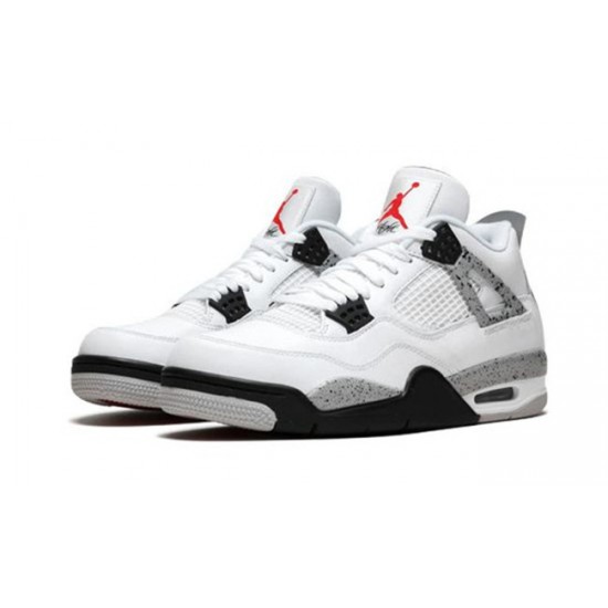 PK God Jordan 4 White Cement 840606 192 WHITE/FIRE RED-BLACK-TECH GREY AJ Shoes