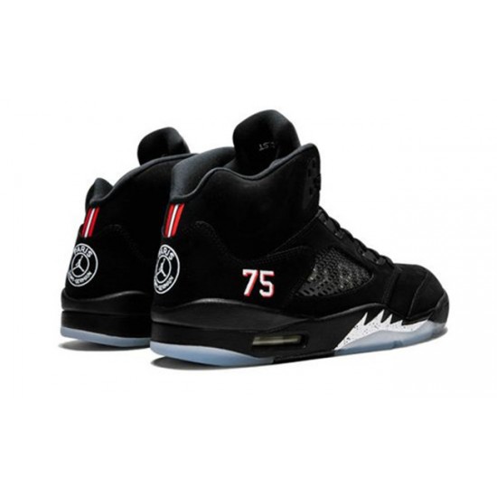 PK God Jordan 5 Retro Paris Saint-Germain BLACK AV9175 001 BLACK/CHALLENGE RED-WHITE AJ Shoes
