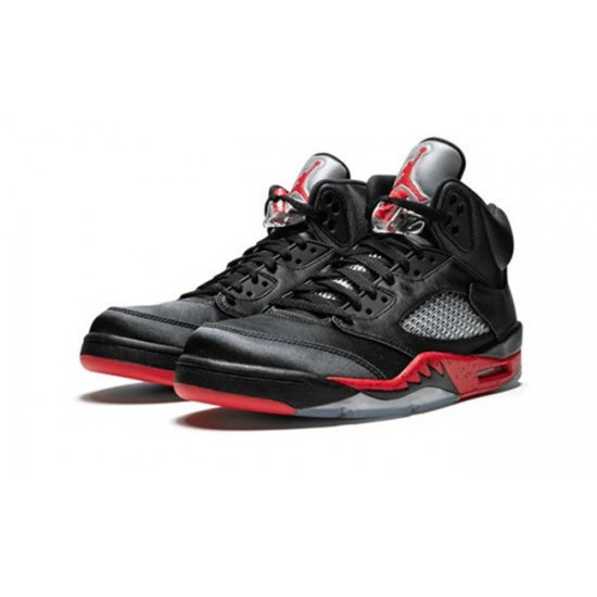 PK God Jordan 5 Satin Bred NOIR/UNIVERSITE ROUGE 136027 006 AJ Shoes