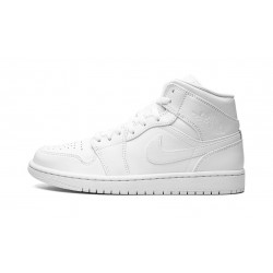 Mens Nike Air Jordan 1 Mid Triple White 554724-136 Shoes